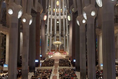 Celebration of 50th Pilgrimage of Virgen del Rocío in Catalonia at Sagrada Família