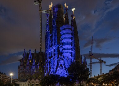 Nativity façade lights up for Europe Day