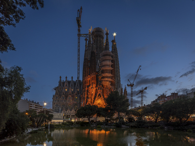 Sagrada Família Nativity façade illuminated for National Epilepsy Day