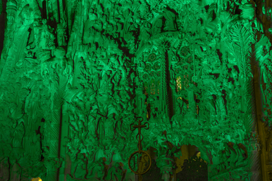 The Sagrada Família lit up in green for International Phelan-McDermid Syndrome Awareness Day